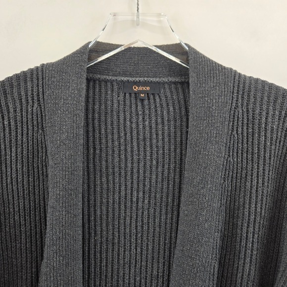 Quince Organic Cotton Charcoal Gray Oversized Open Front Cardigan Sweater M - Picture 3 of 8